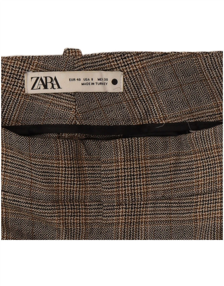 Zara Damen-Hose, kurz geschnitten, EU 40, mittelgroß, W30, L28, grau kariertes Polyester