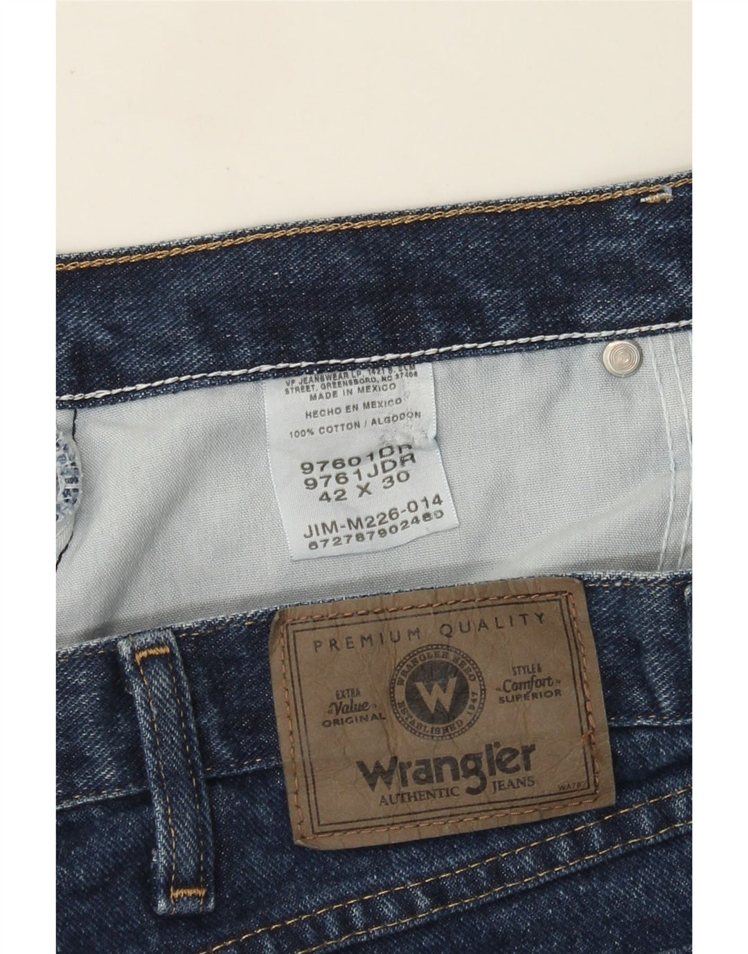 Wrangler Herren Straight Jeans W42 L30 Blaue Baumwolle