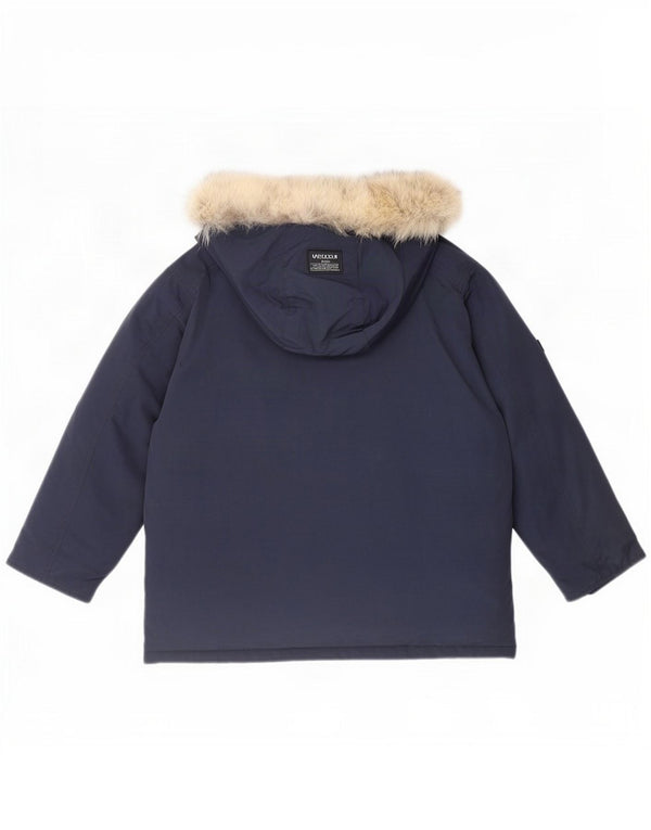 Woolrich wattierte Jacke mit Kapuze für Jungen, 11–12 Jahre, marineblaue Baumwolle