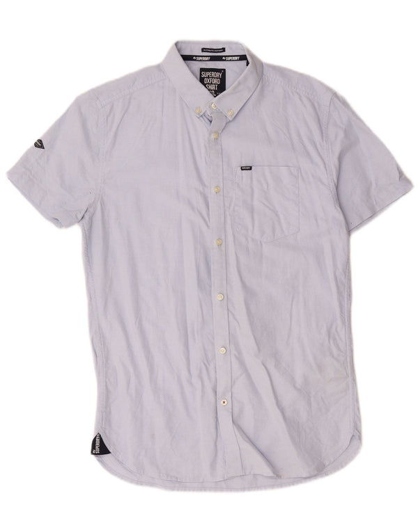 Superdry Herren-Kurzarmhemd aus mittelblauer Baumwolle