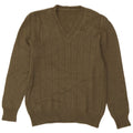 VINTAGE Mens V-Neck Jumper Sweater Small Khaki