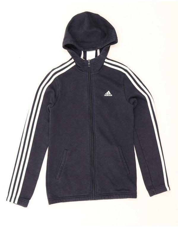 Adidas Mädchen-Kapuzenpullover mit Reißverschluss, 13–14 Jahre, marineblaue Baumwolle