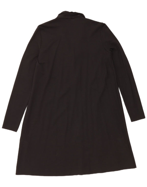 Cos Damen Langarm-Basic-Kleid UK 14 Mittelschwarzes Lyocell