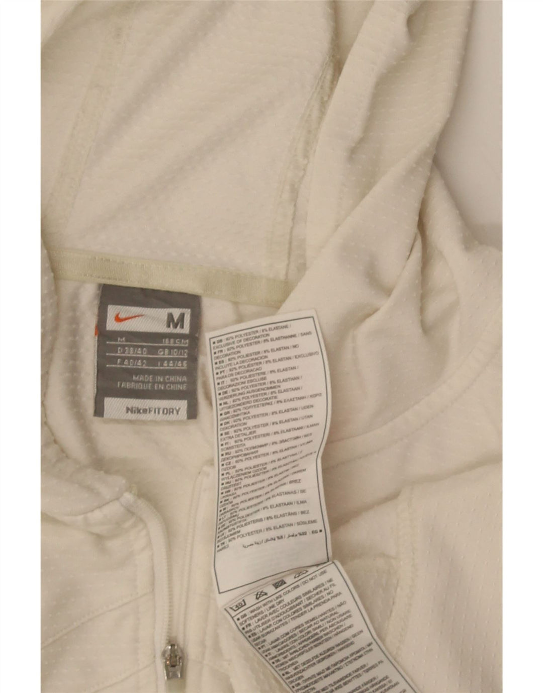 Nike Damen Crop Hooded Trainingsanzug Top Jacke UK 10/12 Medium Weiß