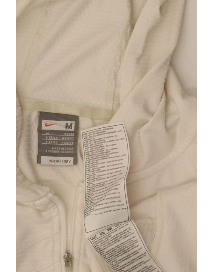 Nike Damen Crop Hooded Trainingsanzug Top Jacke UK 10/12 Medium Weiß