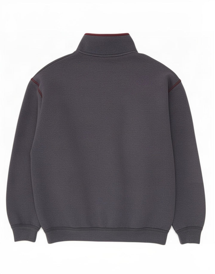 Roby Herren-Sweatshirt mit Knopfkragen, mittlerer marineblauer Farbblock-Baumwolle