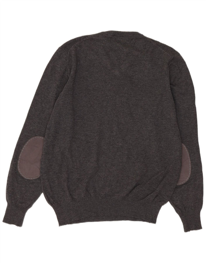 Fred Perry Herren-Pullover mit V-Ausschnitt aus mittelgrauer Wolle
