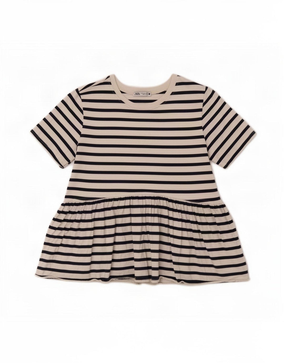 Zara Damen Bluse Top UK 10 Small Weiß gestreift