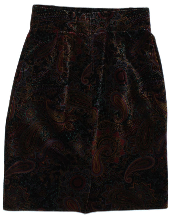 Vintage Damen Samt Bleistiftrock IT 42 Medium W28 Braun Paisley Baumwolle