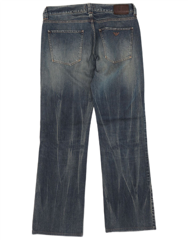 ARMANI Herren Bootcut-Jeans mit normaler Passform, W33, L32, blaue Baumwolle
