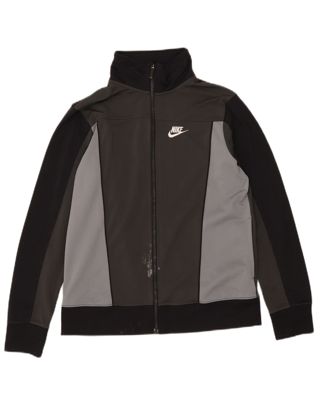 Nike Jungen-Trainingsanzug-Top-Jacke, 13–14 Jahre, XL, graues Colourblock-Polyester