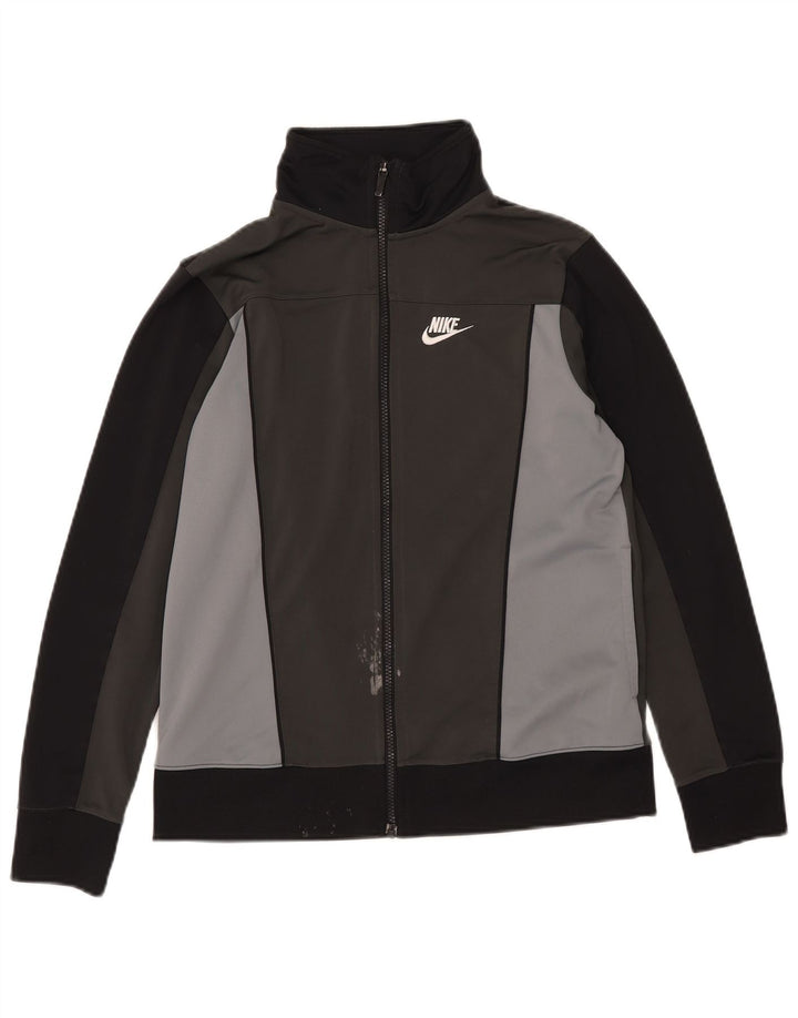 Nike Jungen-Trainingsanzug-Top-Jacke, 13–14 Jahre, XL, graues Colourblock-Polyester