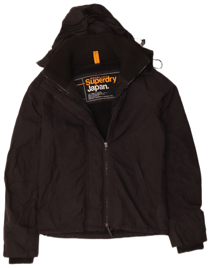 SUPERDRY Herren-Windbreakerjacke mit Kapuze, UK 38, Mittelschwarz, Polyester