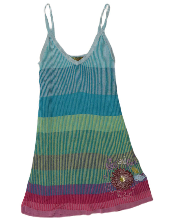 Desigual Damen Sommerkleid UK 4 XS Mehrfarbig gestreift