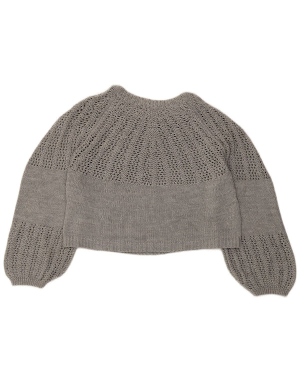Topshop Damen-Pullover, bauchfrei, übergroß, U-Boot-Ausschnitt, Gr. 8, Grau
