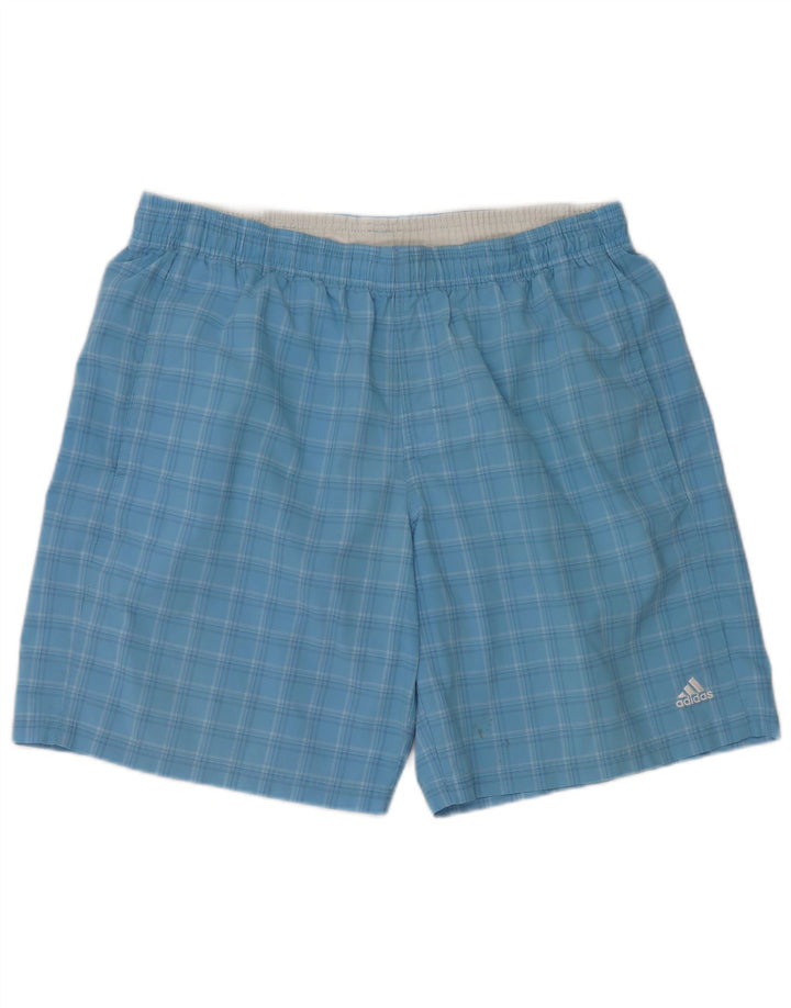 Adidas Herren-Badeshorts, groß, blau kariert, Polyester