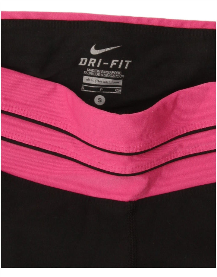 Nike Damen Dri Fit Capri Leggings UK 8 Small Schwarz Colourblock
