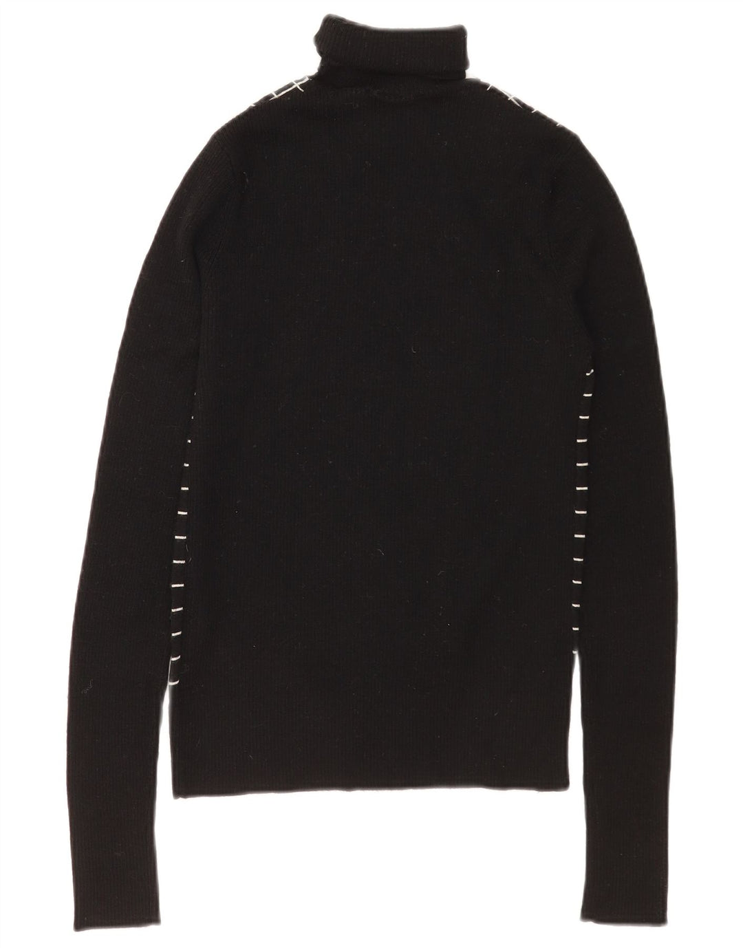 Vintage Damen Rollkragenpullover Pullover UK 12 Mittelschwarz karierte Wolle