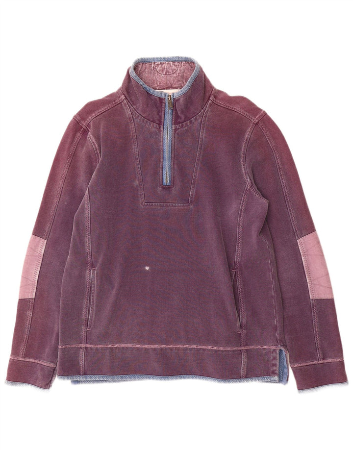 Fat Face Herren-Sweatshirt mit Reißverschluss am Hals, mittelviolette Baumwolle