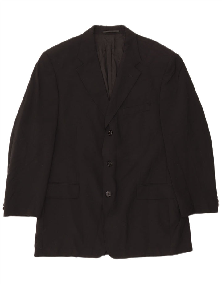 HUGO BOSS Herren-Blazer mit 3 Knöpfen, EU 54, 2XL, schwarze Wolle