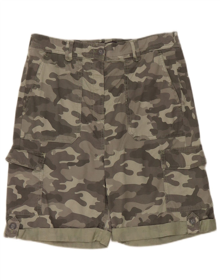 Marks & Spencer Damen-Cargoshorts mit hoher Taille, UK 12, Mittel W30, Khaki