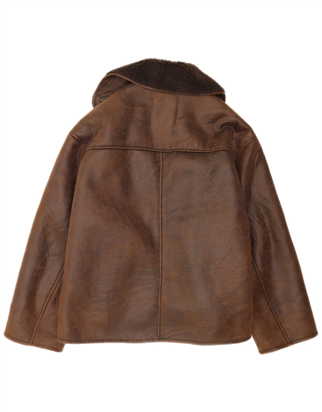 Zara Damen Übergroße Sherpa-Jacke UK 2 2XS Braunes Polyester