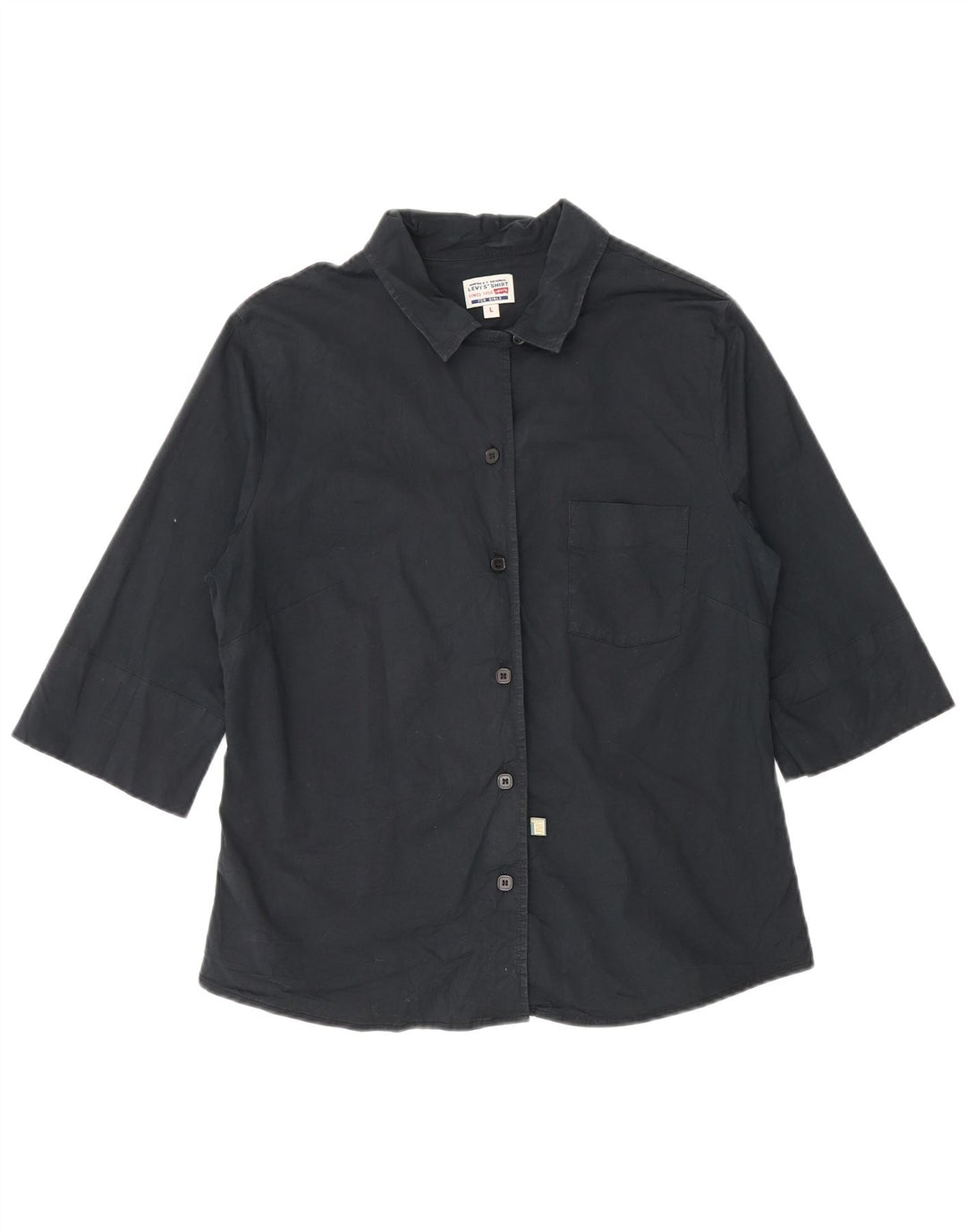 Levi's Damen-Hemd mit 3/4-Ärmeln, UK 14, Größe L, Schwarz, Baumwolle