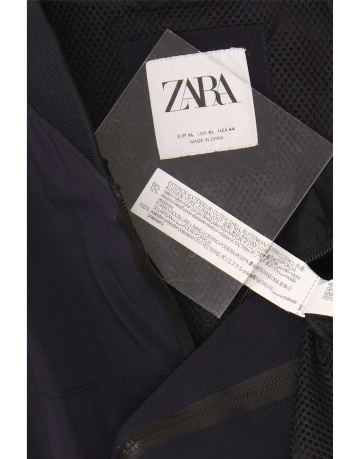 Zara Herren Bomberjacke IT 44 XL Marineblaues Nylon