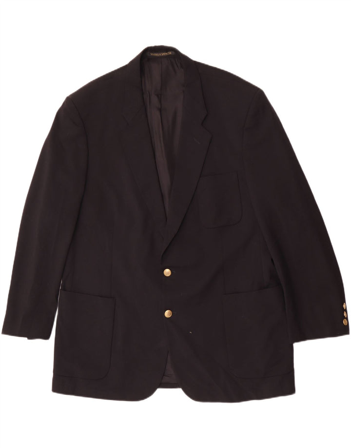 Marks & Spencer Herren-Blazer mit 2 Knöpfen, UK 46, XL, Schwarz, Polyester