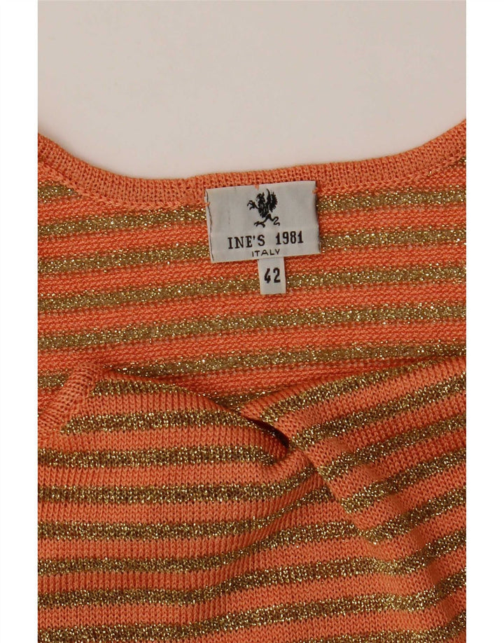 Vintage Damen Strick Cami Top IT 42 Mittelorange gestreift