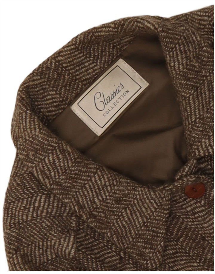 Classics Damen-Blazer mit 5 Knöpfen, Gr. 14, Größe L, Khaki, Fischgrätenmuster