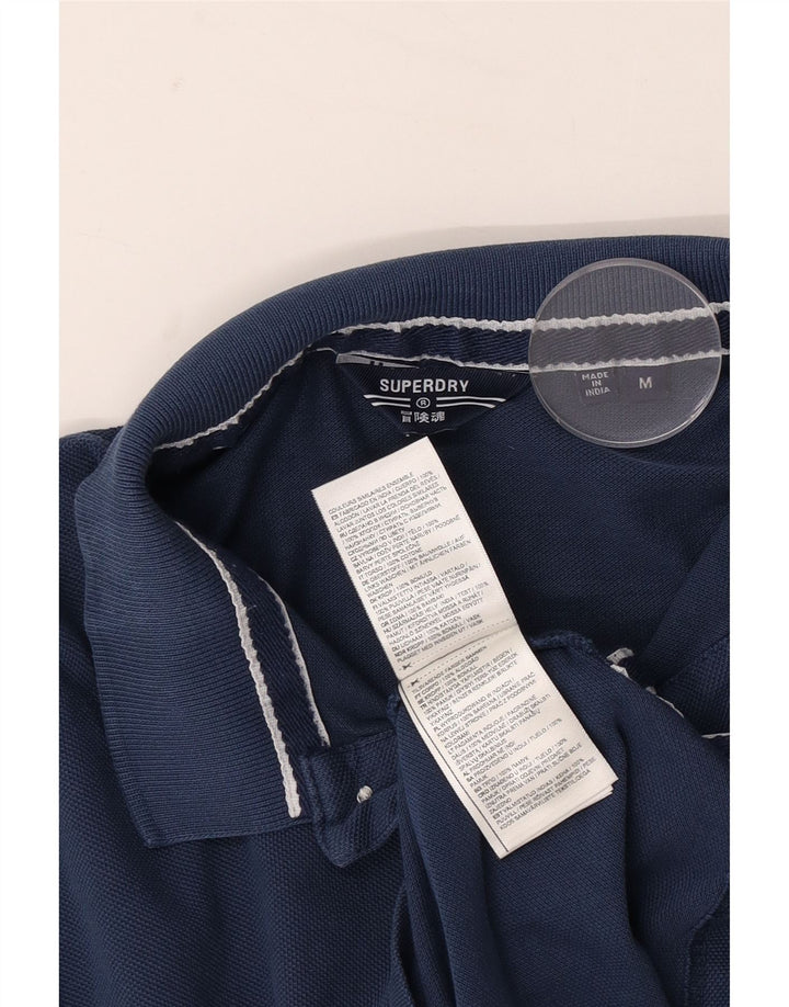 Superdry Herren-Poloshirt aus mittelblauer Baumwolle in Marineblau
