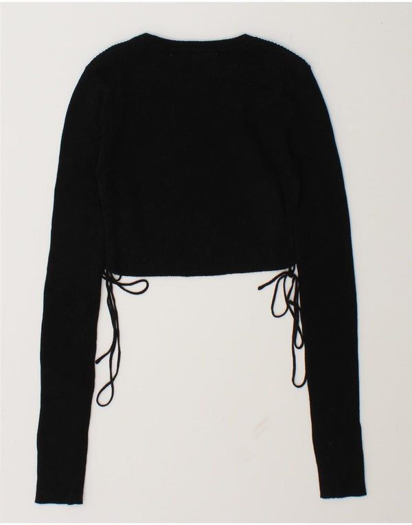Zara Damen Crop Top Langarm UK 6 XS Schwarz
