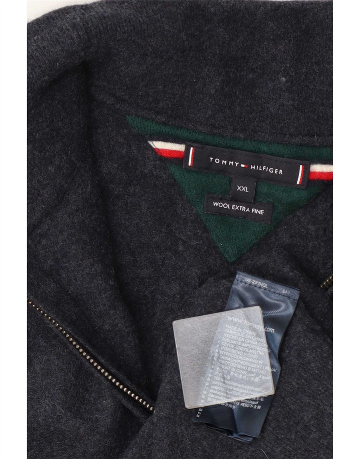 Tommy Hilfiger Herren-Pullover mit Reißverschluss, 2XL, marineblaue Wolle