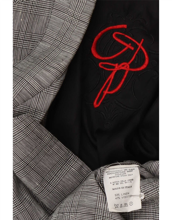 Vintage Herren-Blazer mit 2 Knöpfen, Gr. 36, kleines graues Hahnentritt-Leinen