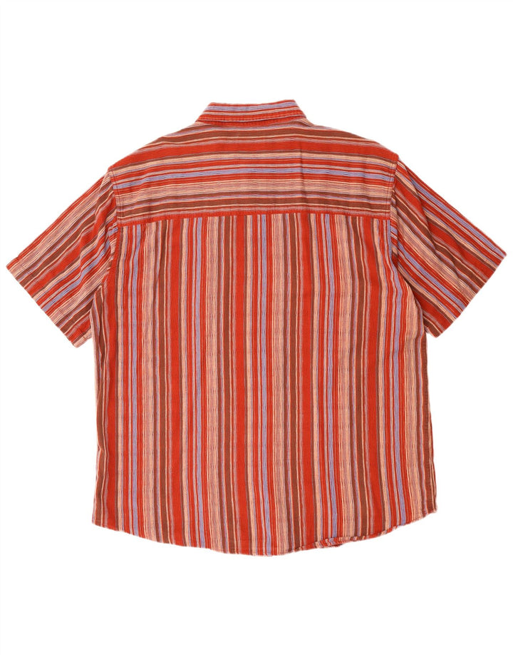 EXPLORER Herren-Kurzarmhemd, Größe 18, 2XL, rot gestreift, Baumwolle