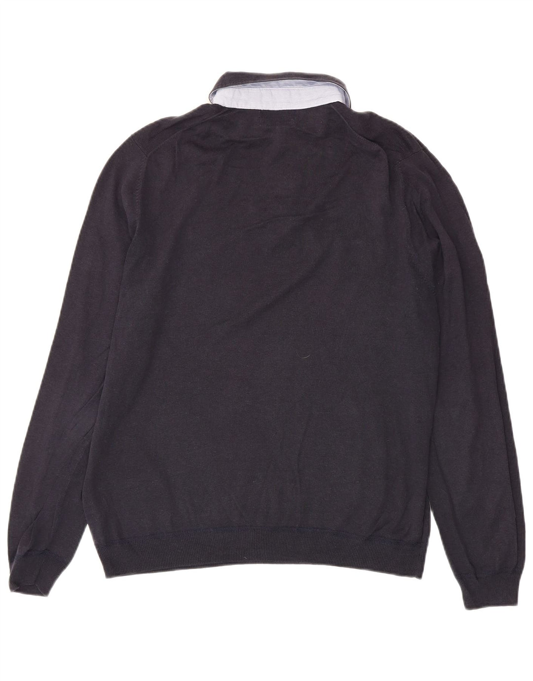 Massimo Dutti Herren-Pullover mit Rollkragen, groß, marineblaues Leinen