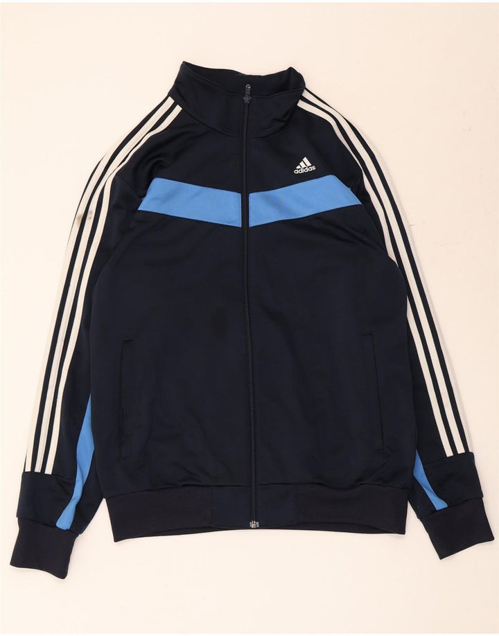 Adidas Herren-Trainingsanzug-Oberteil, Mittelgroßes marineblaues Farbblock-Polyester