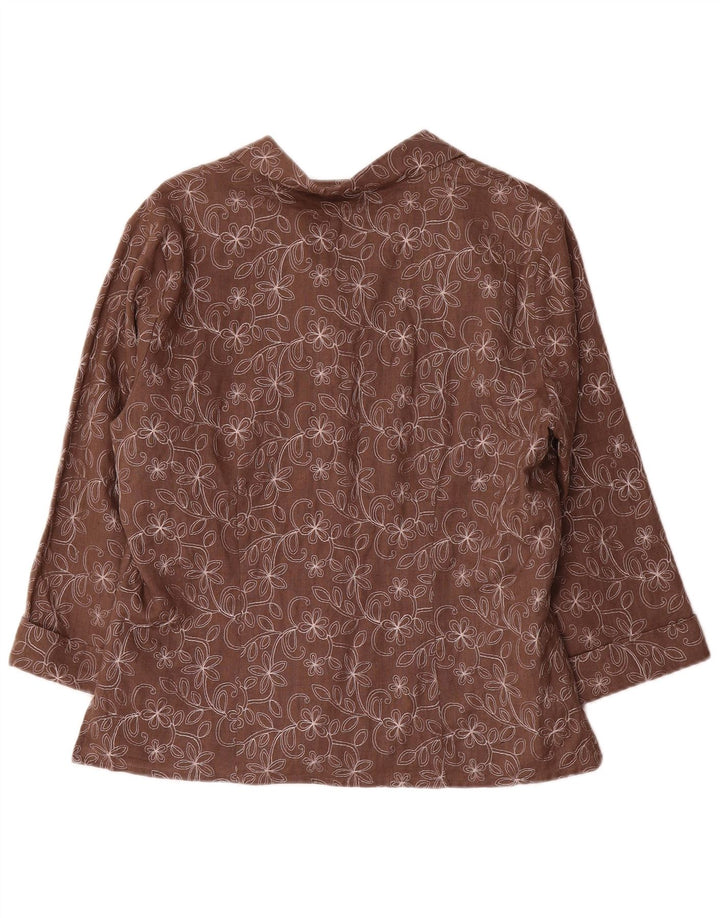 Anne Carson Damen-Blazerjacke mit 3/4-Ärmeln, Gr. 16, großes Braun mit Blumenmuster