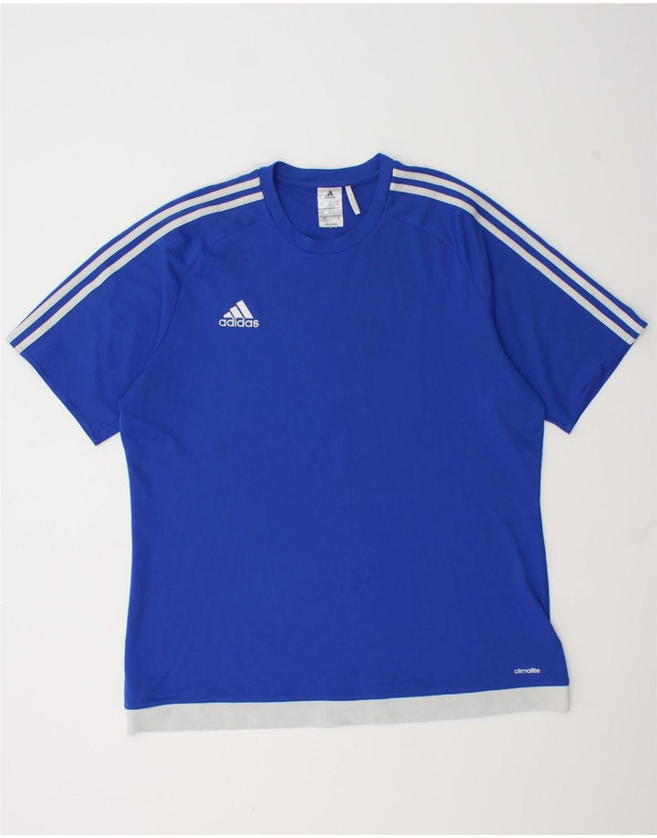 Adidas Herren Climalite T-Shirt Top XL Blau Colourblock Polyester