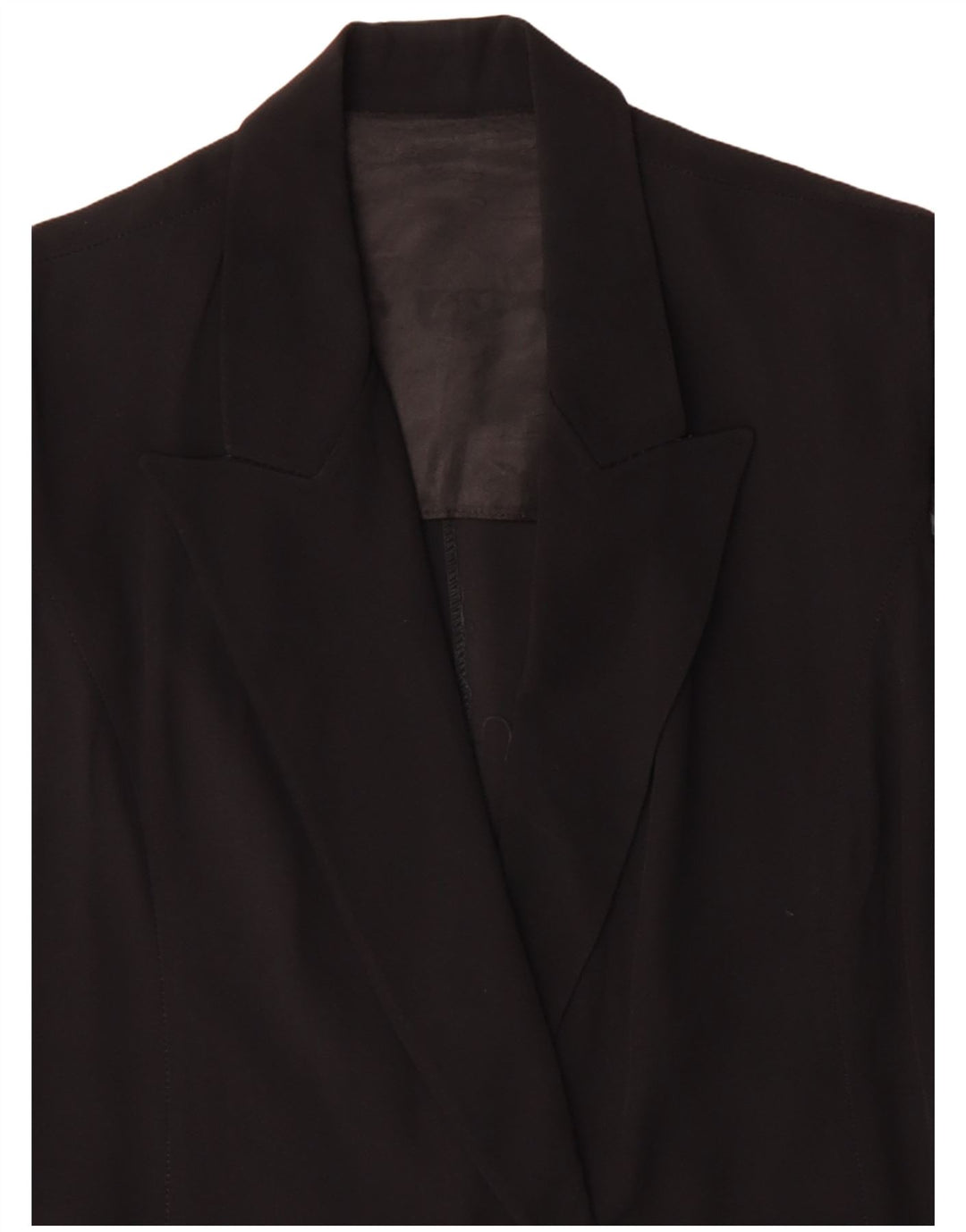 Vintage Damen Kurzarm 1 Knopf Blazer Jacke IT 48 XL Schwarz Acetat