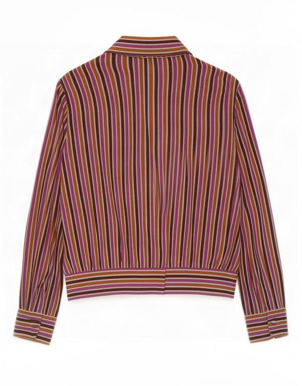 Benetton Damen-Blusenoberteil mit langen Ärmeln, Gr. 46, Größe L, Rosa, Nadelstreifen