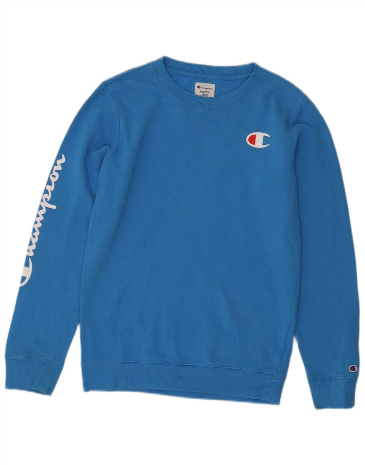 Champion Jungen-Sweatshirt mit Grafik, 15–16 Jahre, 2XL, blaue Baumwolle
