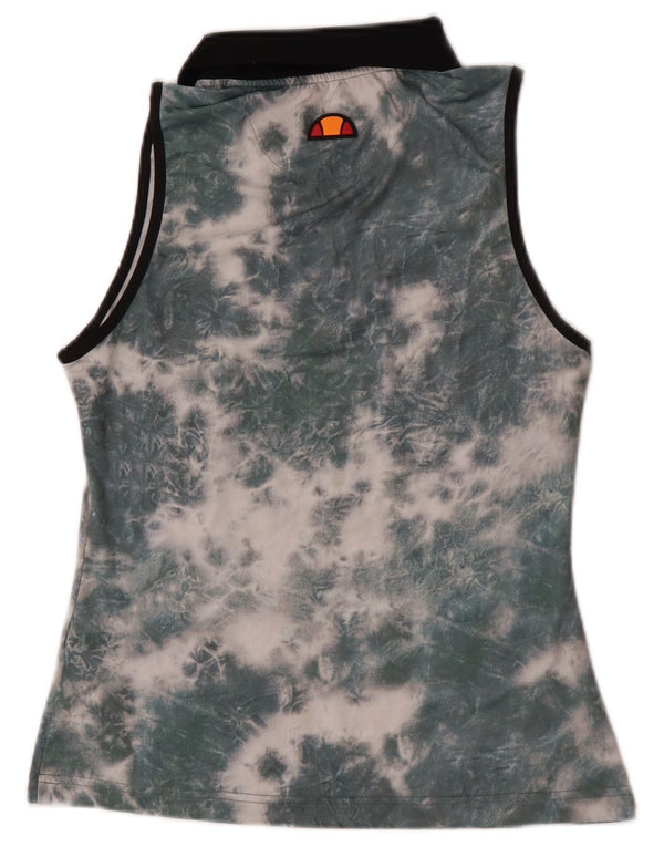 Ellesse Damen ärmelloses Poloshirt mit Reißverschluss am Kragen, Größe S, Gr. 8, grün, Batikfärbung