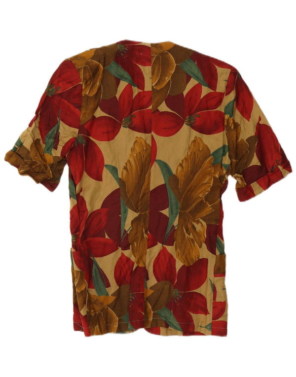 Vintage Damen Kurzärmelige Blazerjacke UK 12 Medium Mehrfarbig Tropic