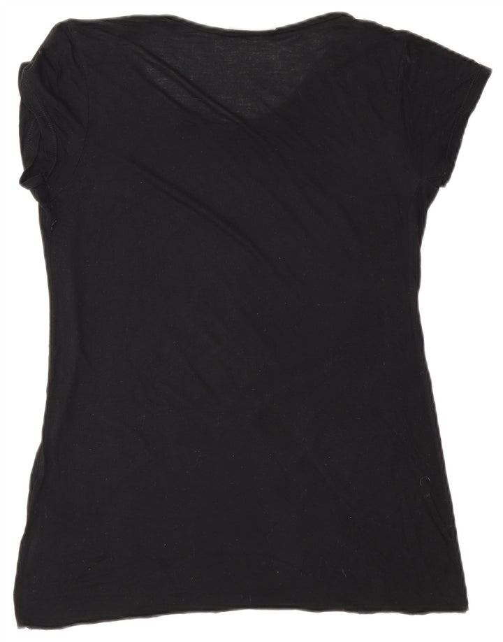 Zara Damen Grafik T-Shirt Top UK 10 Small Schwarz
