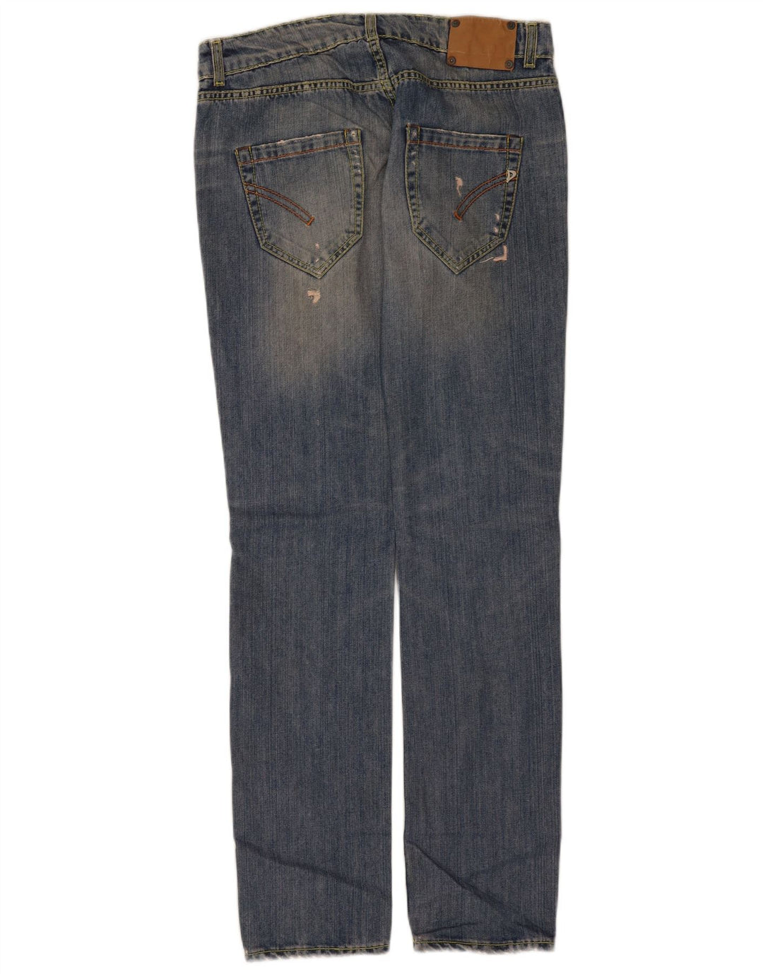 Dondup Damen Distressed Straight Jeans W30 L34 Blaue Baumwolle