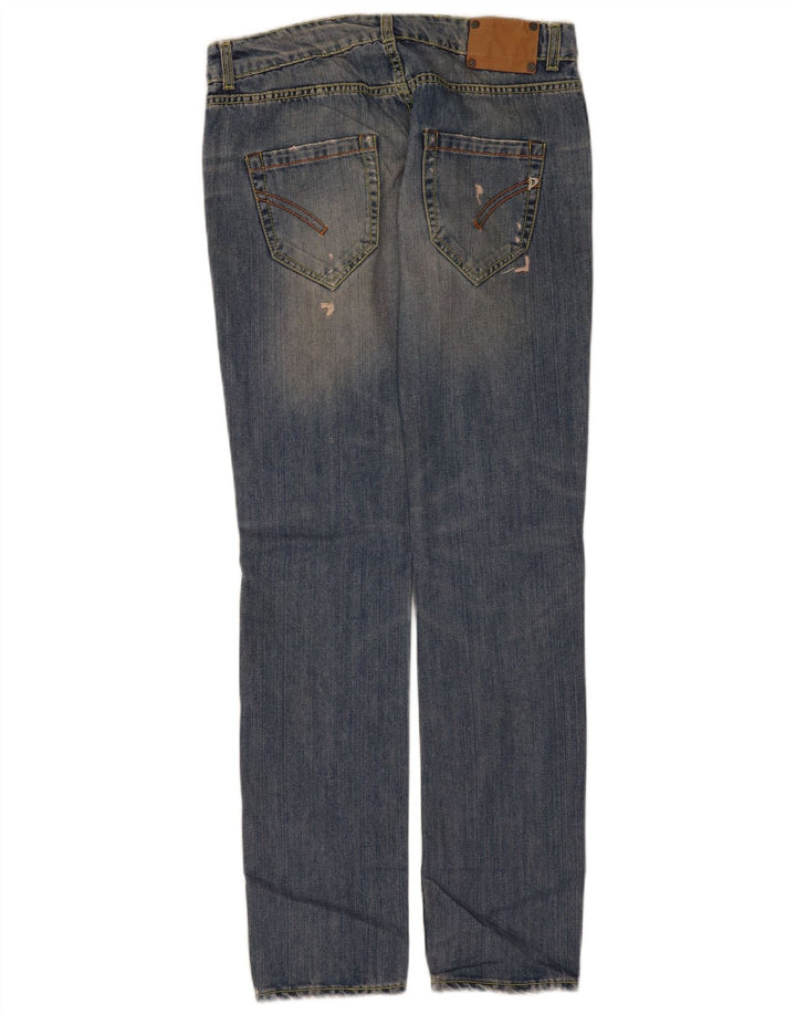 Dondup Damen Distressed Straight Jeans W30 L34 Blaue Baumwolle