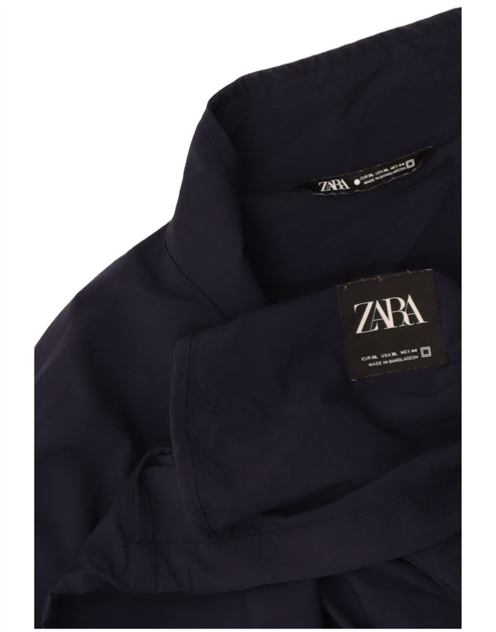 ZARA Mens Bomber Jacket UK 42 XL Navy Blue