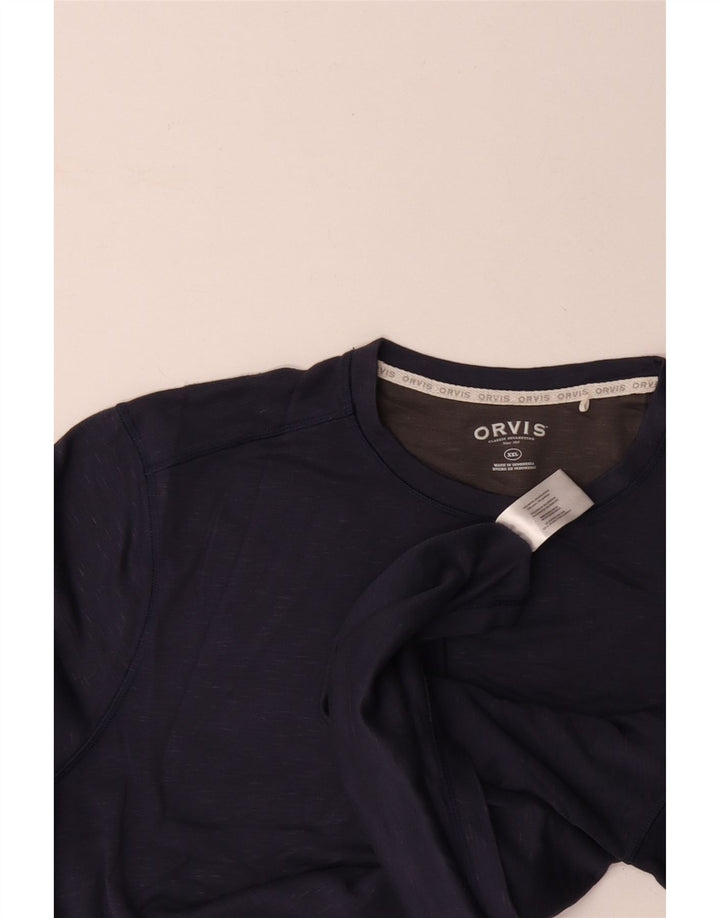 ORVIS Herren-Oberteil, langärmelig, 2XL, marineblau meliertes Viskose